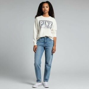 VICTORIA’S SECRET PINK Sequin Logo Long Sleeved Shirt White Size Medium